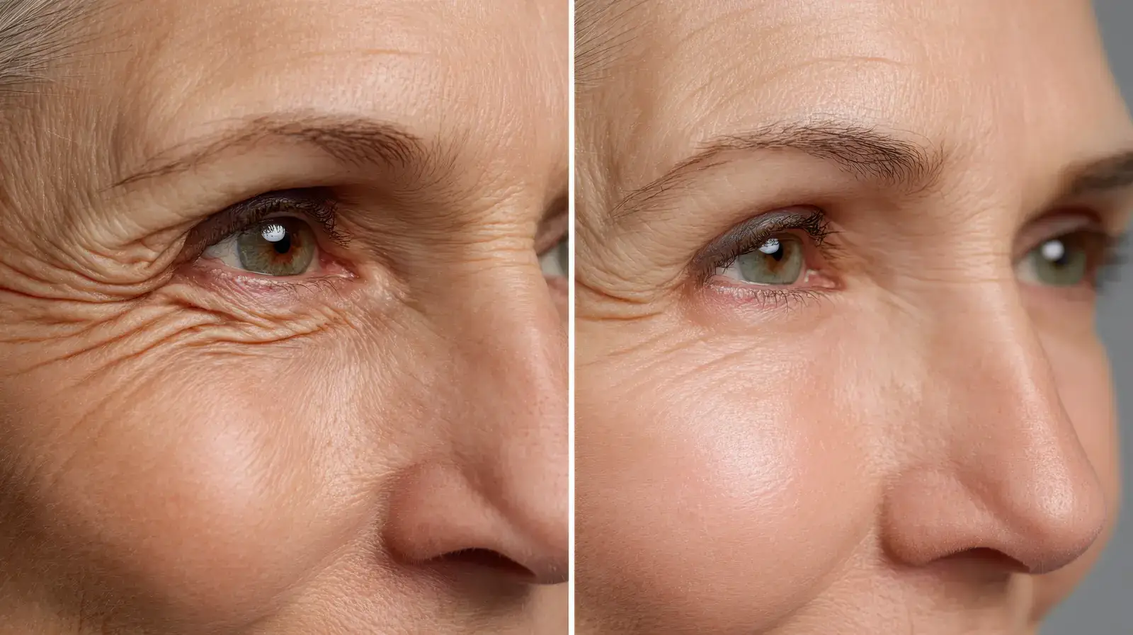 Illustrative before and after of crow's feet softening — crow's feet treatment in Miami Beach