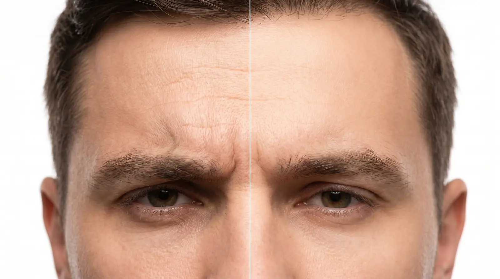 Forehead lines before and after neuromodulator treatment in Miami Beach